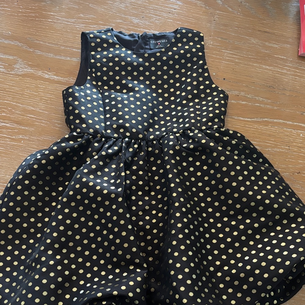 Crewcuts Black Dress with Gold Dots